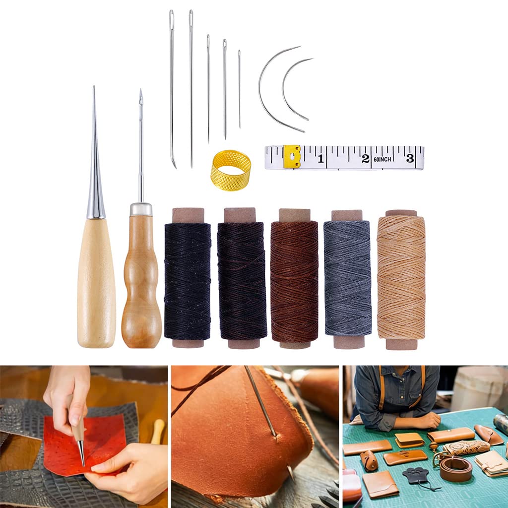 Supvox 16pcs Leather Sewing Tools, Upholstery Repair Kit with Sewing Thread, Large Eye Leather Sewing Needles, Awl, Leather Hand Sewing Needles, Leather Craft Tool Kit for Leather Repair, Stitching Supvox 16pcs Leather Sewing Tools, Upholstery Repair Kit with Sewing Thread, Large Eye Leather Sewing Needles, Awl, Leather Hand Sewing Needles, Leather Craft Tool Kit for Leather Repair, Stitching